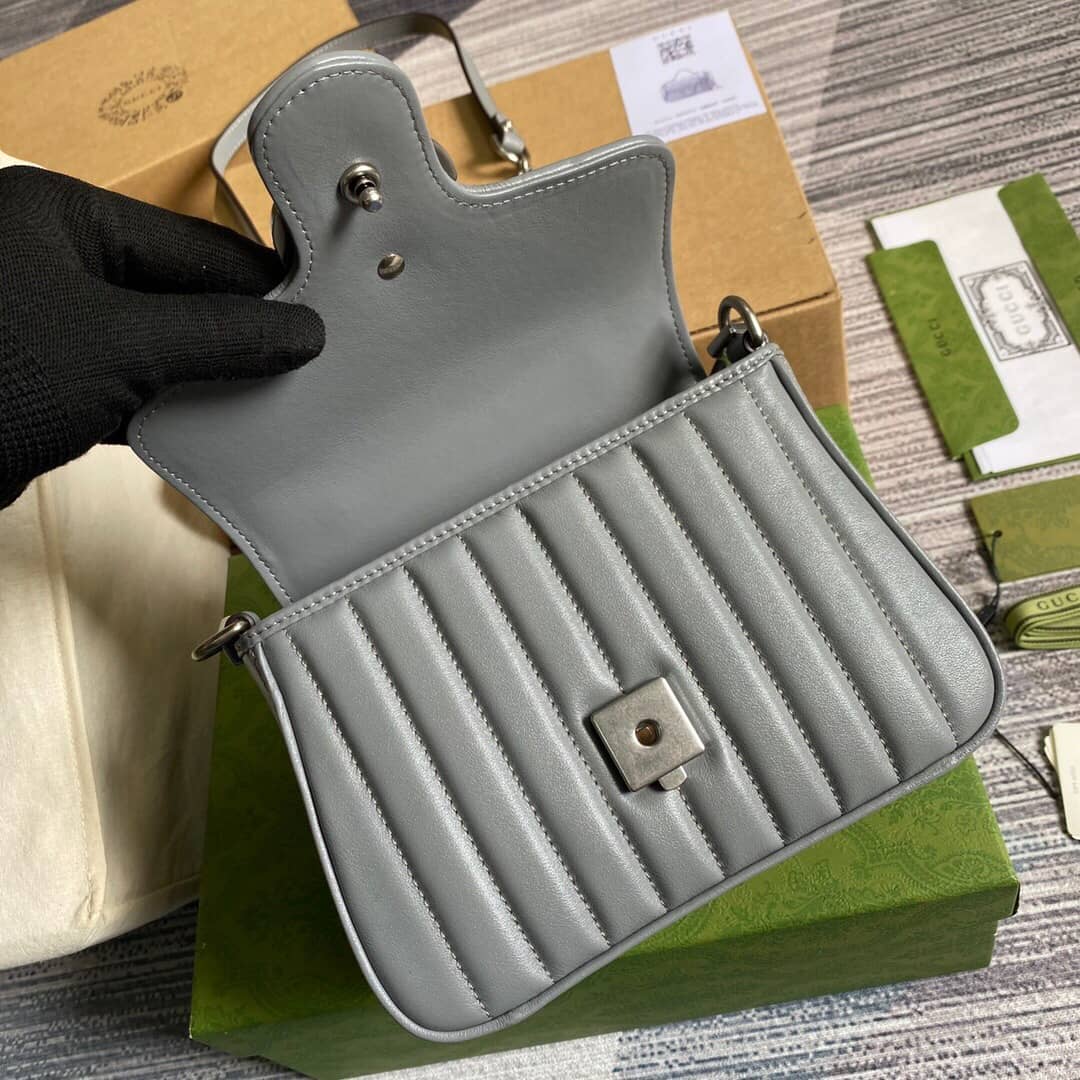 Gvc*1 GG Marmont Mini Top Handle Bag Replica Gray 583571