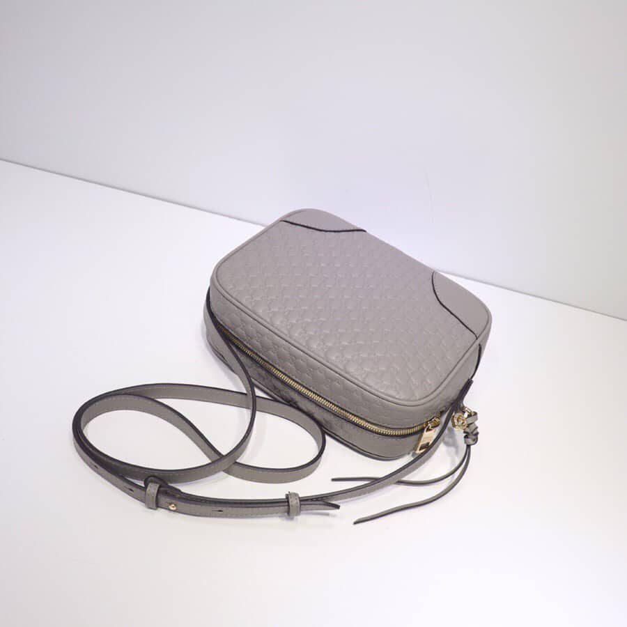 Gvc*1 Bree Gvc*1ssima GG Leather Canvas Camera Bag Replica Gray 449413