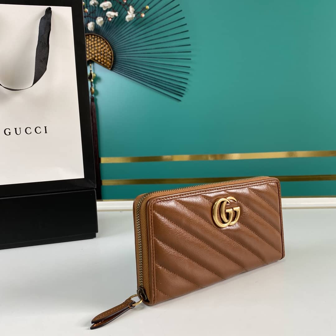Gvc*1 GG Marmont Large Zip Around Wallet Replica 443123