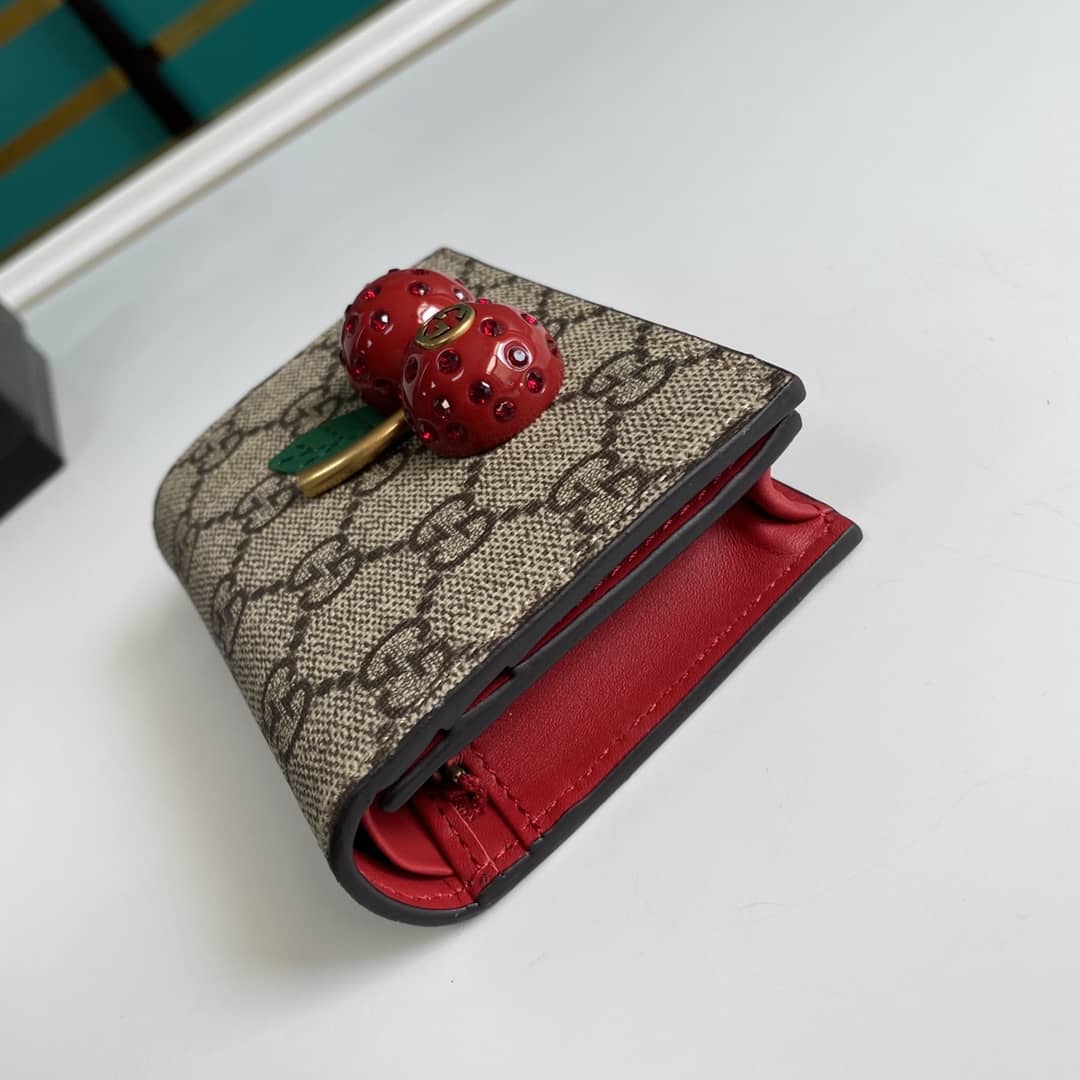 Gvc*1 Svp*me GG Wallet Card Case With Cherries Replica 476050