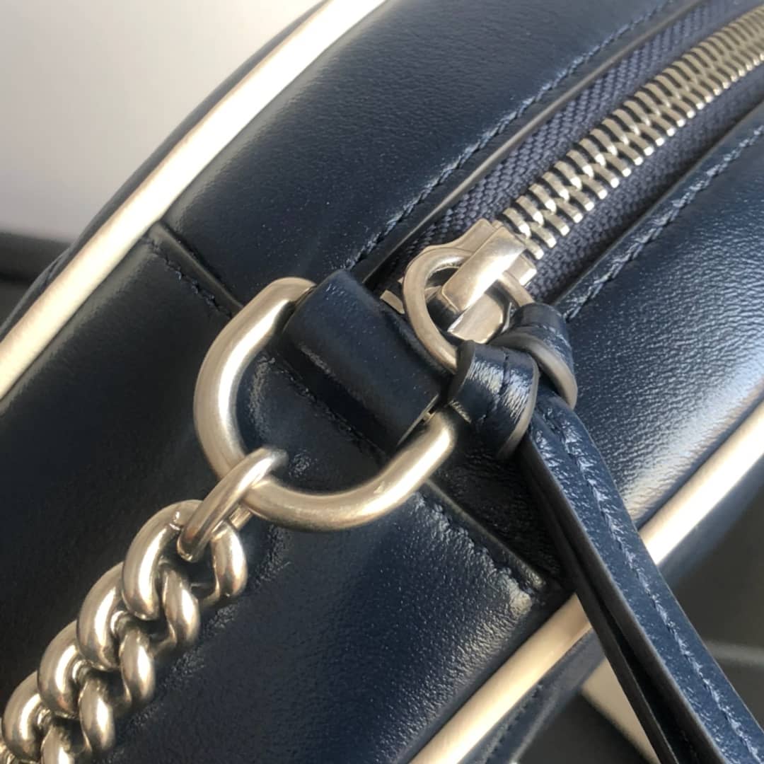 Gvc*1 GG Marmont Round Mini Shoulder Bag Replica Blue 550154