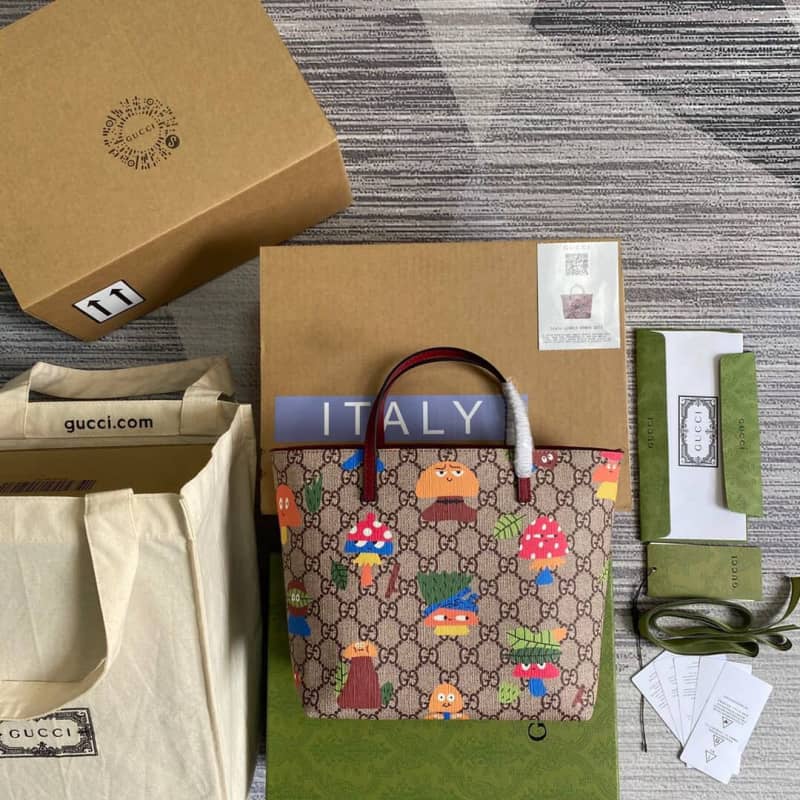 Gvc*1 Children GG Svp*me Canvas Replica Tote Brown 410812