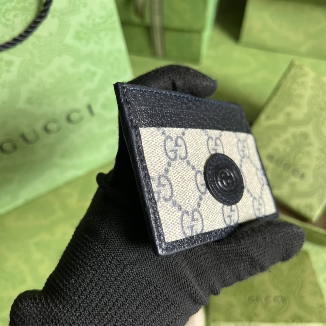 Gvc*1 Interlocking G Card Case Beige Leather 673002 Replica Wallet