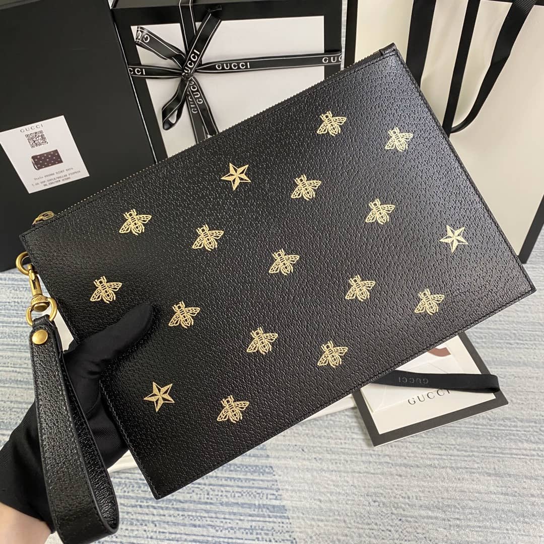 Gvc*1 Mens Bee Star Leather Pouch Replica 495066