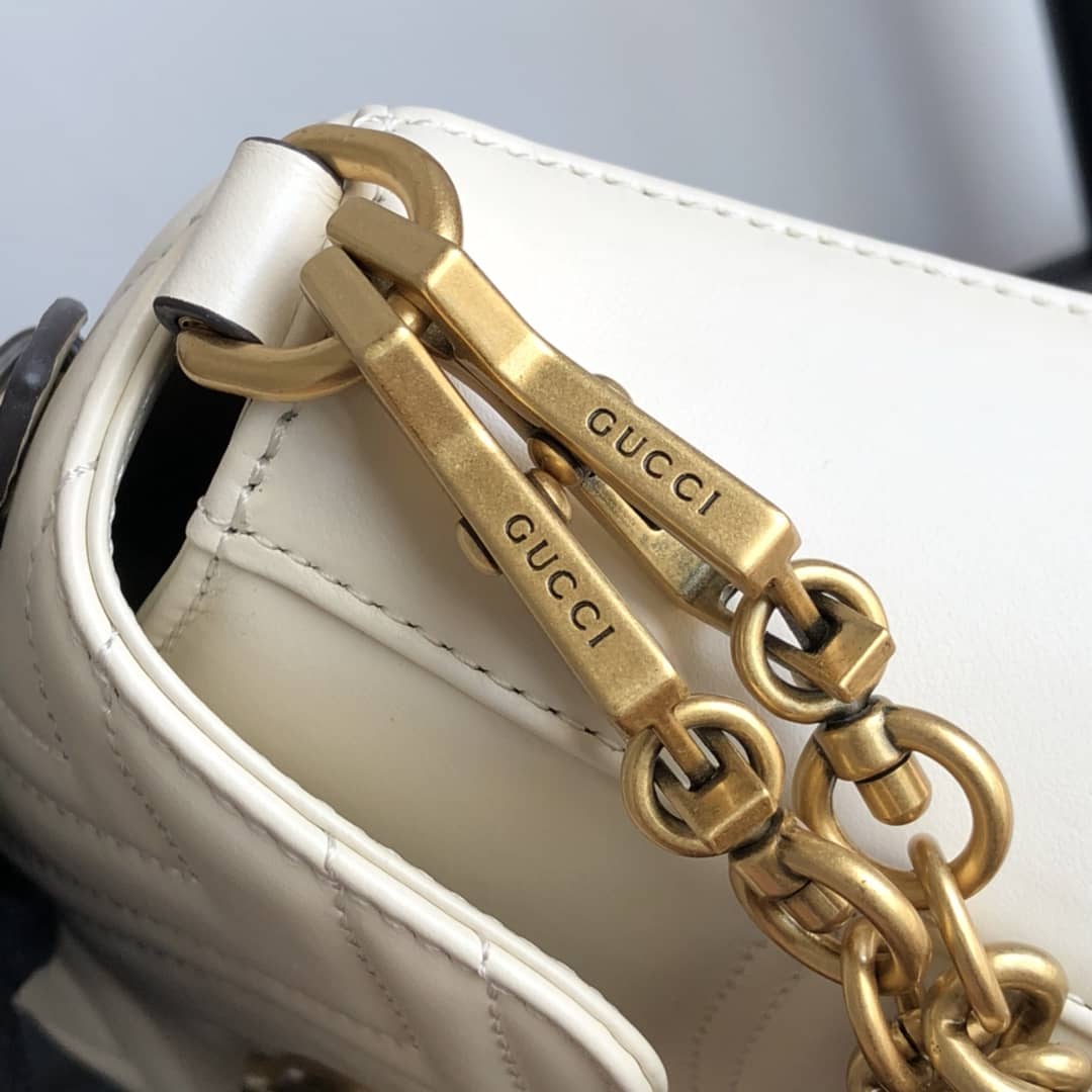 Gvc*1 GG Marmont Mini Leather Top Handle Bag Replica White 547260