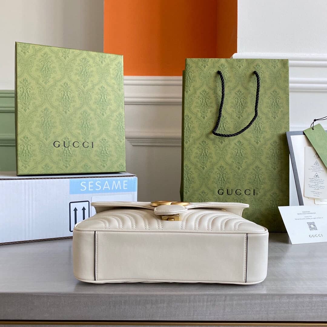 Gvc*1 GG Marmont Matelasse Shoulder Bag Replica White 443497