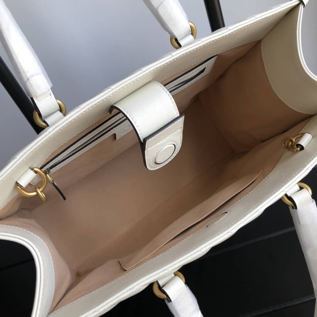 Gvc*1 GG Marmont Medium Matelasse Leather Tote Replica White 627332