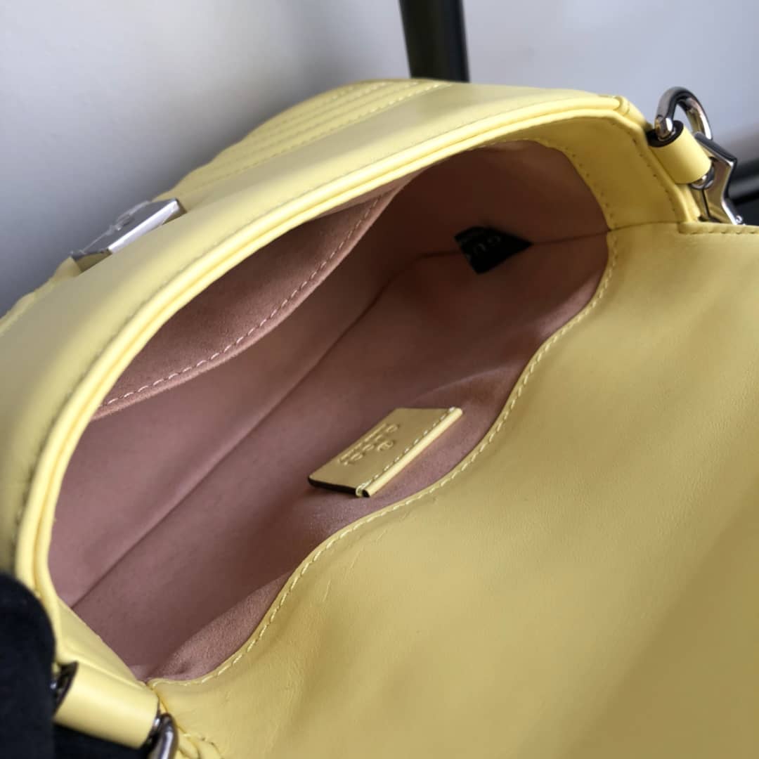 Gvc*1 GG Marmont Mini Leather Top Handle Bag Replica Yellow 547260