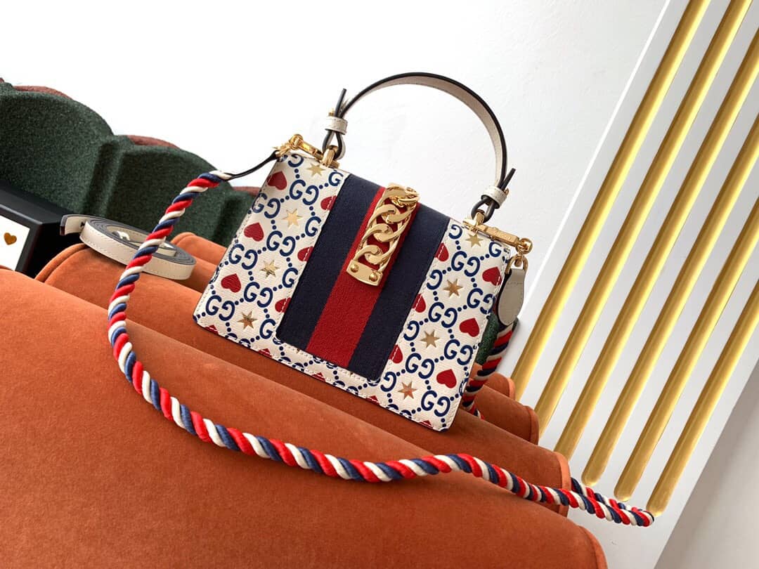 Gvc*1 Sylvie Leather Mini Shoulder Bag Replica White Blue 470270