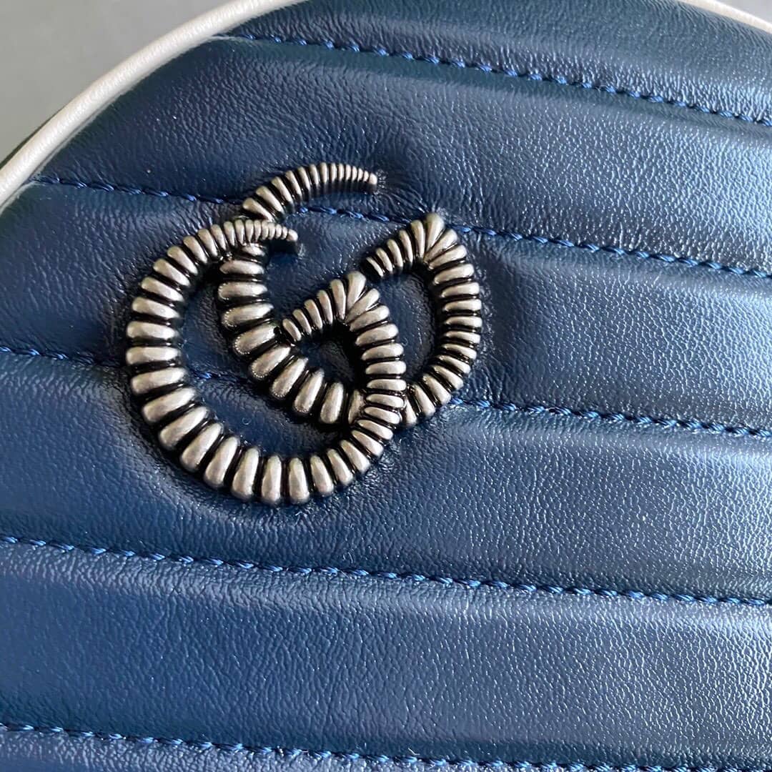 Gvc*1 GG Marmont Round Mini Shoulder Bag Replica Blue 550154