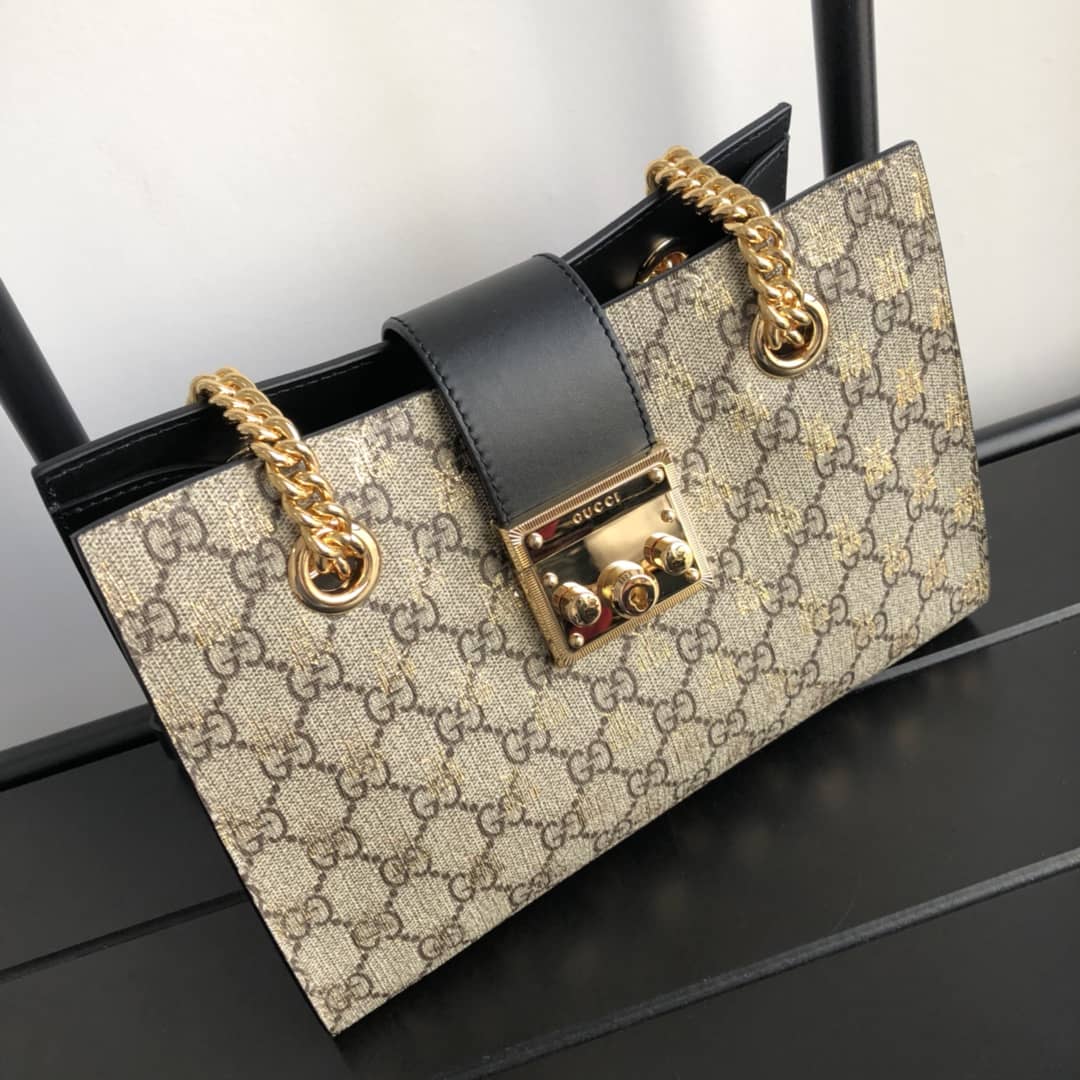 Gvc*1 Padlock Small GG Svp*me Canvas Shoulder Bag Replica Brown 498156