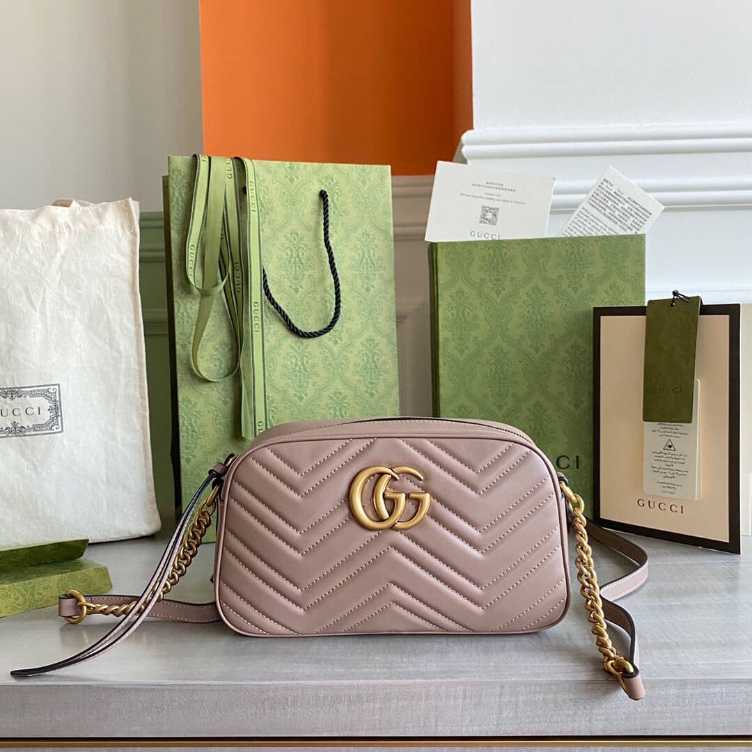 Gvc*1 Handbag Dupes GG Marmont Small Shoulder Handbag Camera Bag Replica Pink 447632