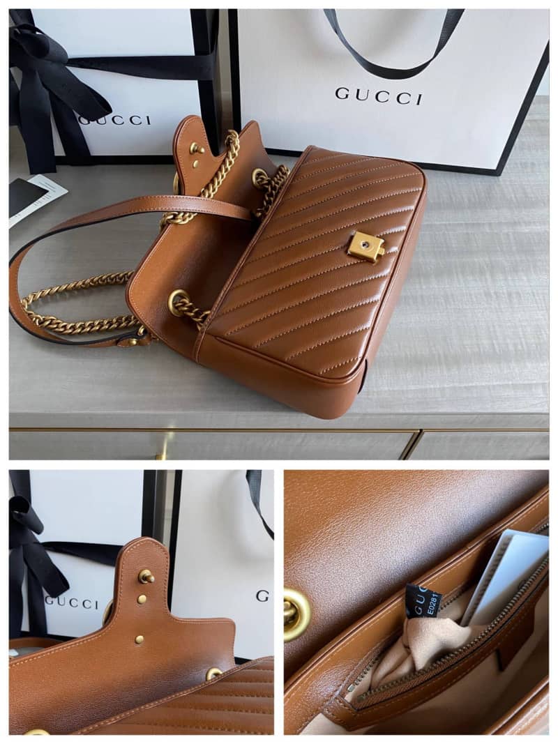 Gvc*1 GG Marmont Matelasse Shoulder Bag Replica Brown 443497