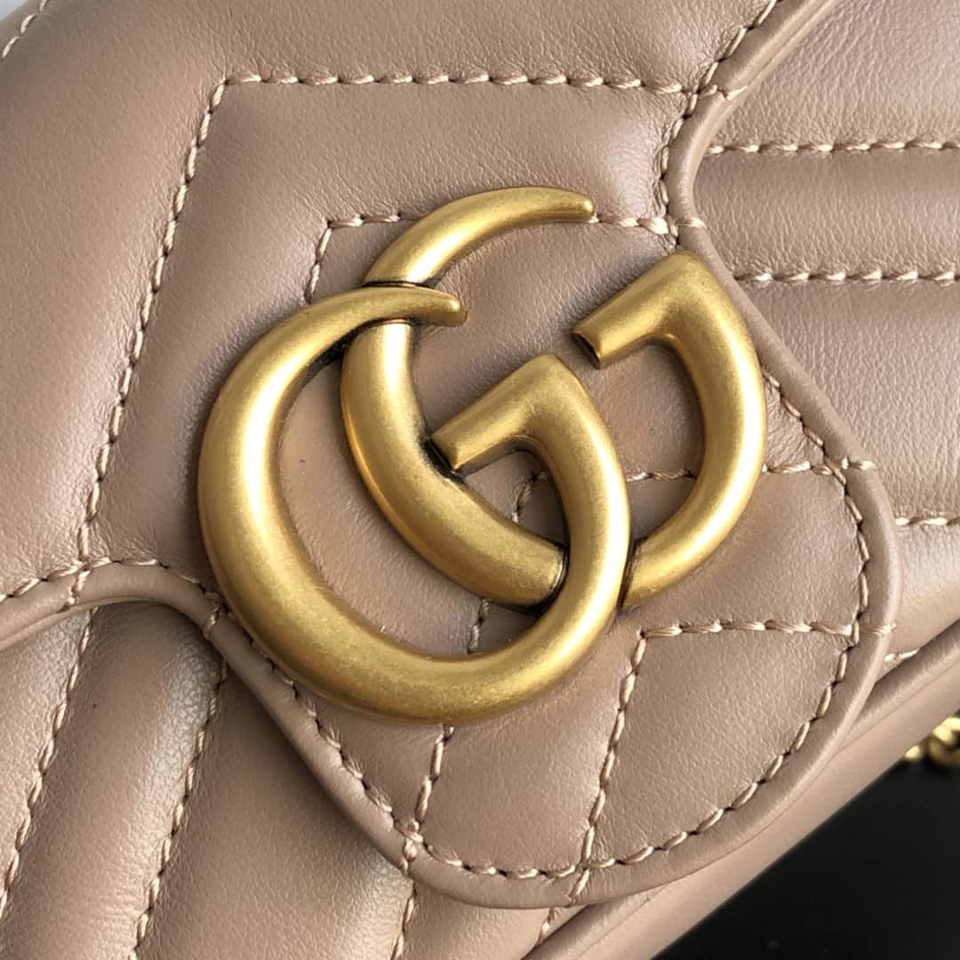 Gvc*1 GG Marmont Matelasse Leather Mini Shoulder Bag Replica Apricot 476433