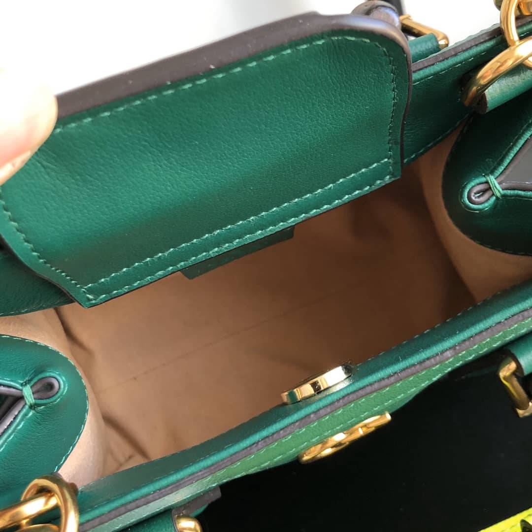 Gvc*1 Diana Mini Bamboo Tote Bag Replica Green 655661