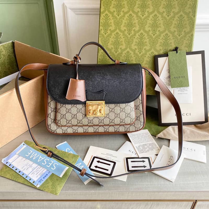 Gvc*1 Padlock Small GG Svp*me Canvas Shoulder Bag Replica Black 644527