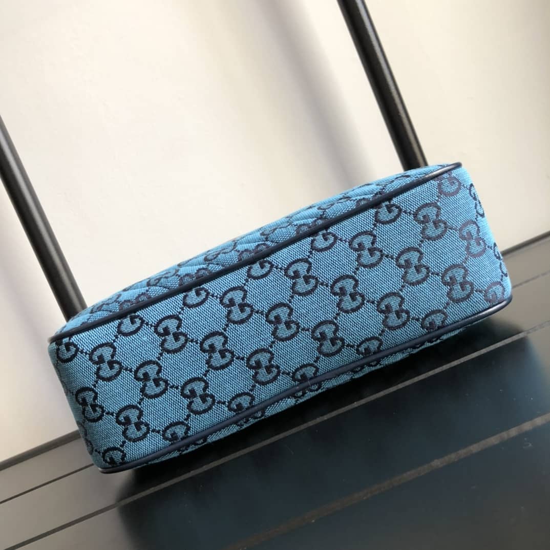 Gvc*1 GG Marmont Small Shoulder Handbag Camera Bag Replica Blue 447632