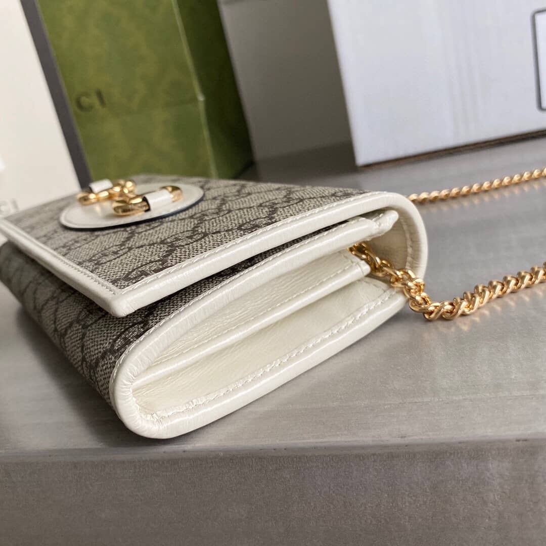 Gvc*1 Horsebit Bag Dupe 1955 Zip Around Wallet With Chain Replica White 621888