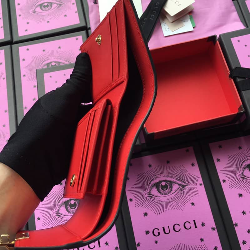 Gvc*1 Padlock Bee Star Print Calfskin Wallet Replica 453155