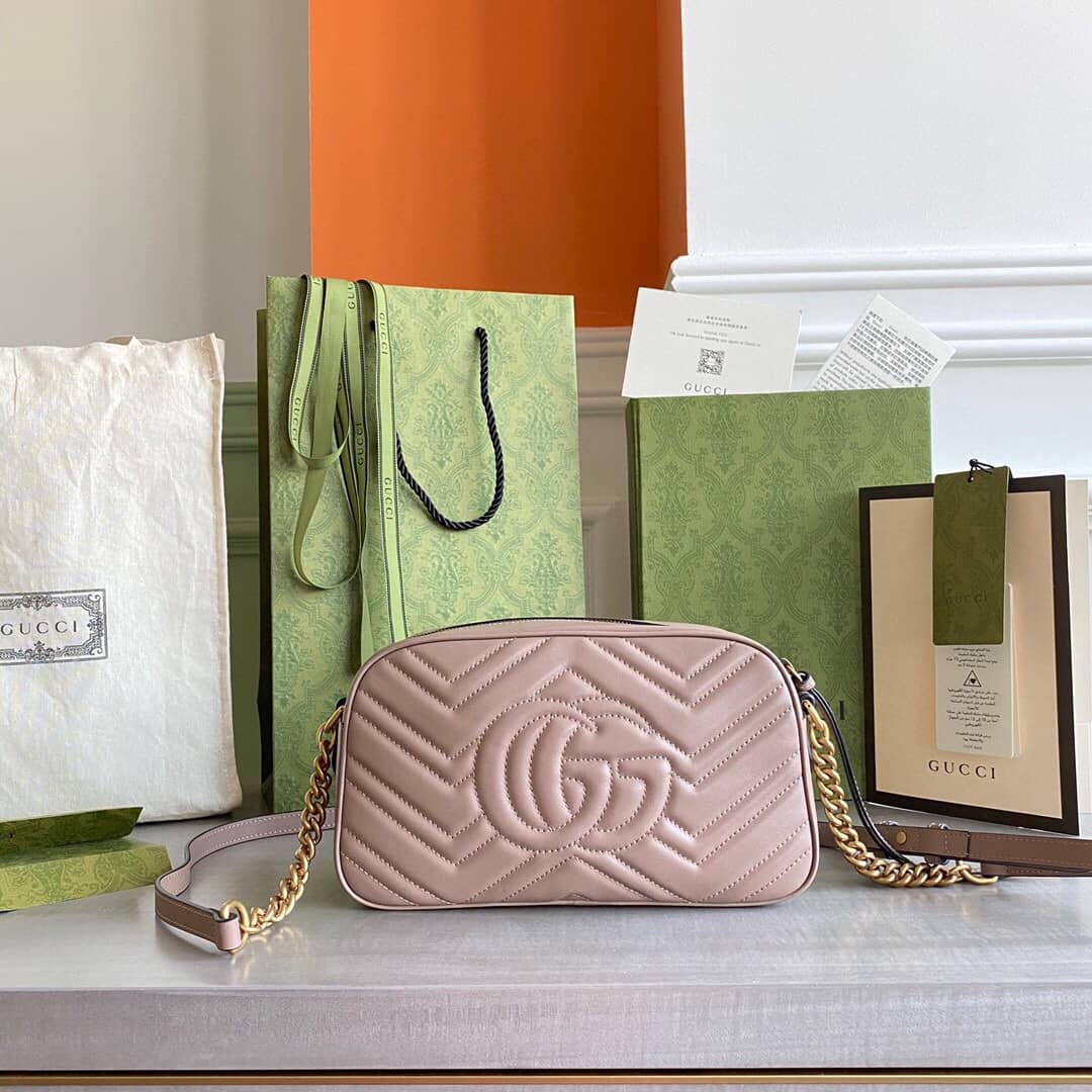 Gvc*1 Handbag Dupes GG Marmont Small Shoulder Handbag Camera Bag Replica Pink 447632