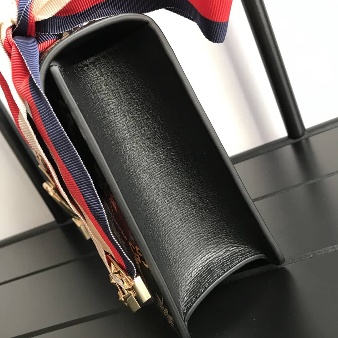 Gvc*1 Sylvie Small Leather Shoulder Bag Replica Black 524405