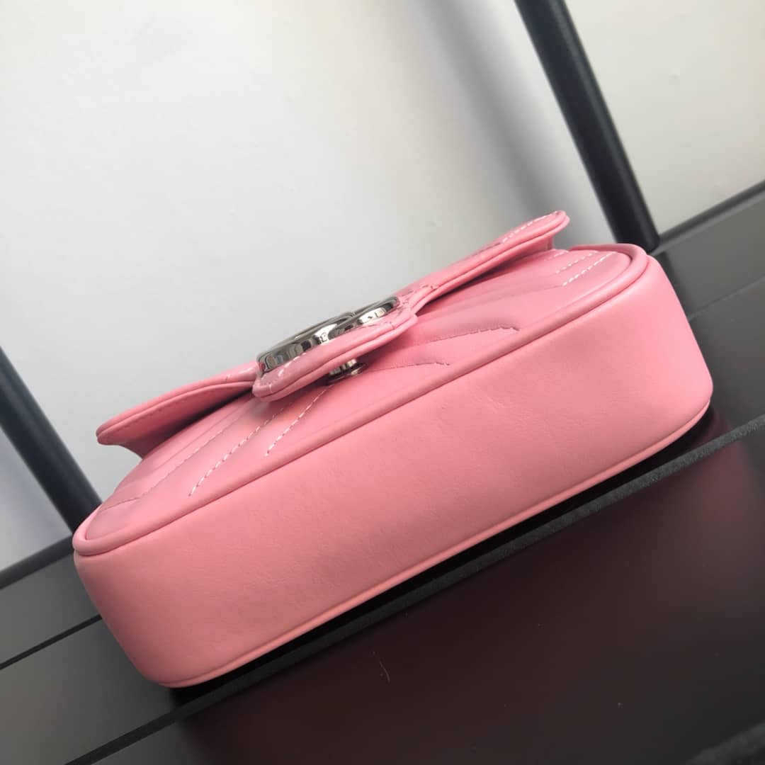 Gvc*1 GG Marmont Matelasse Leather Mini Shoulder Bag Replica Pink 476433