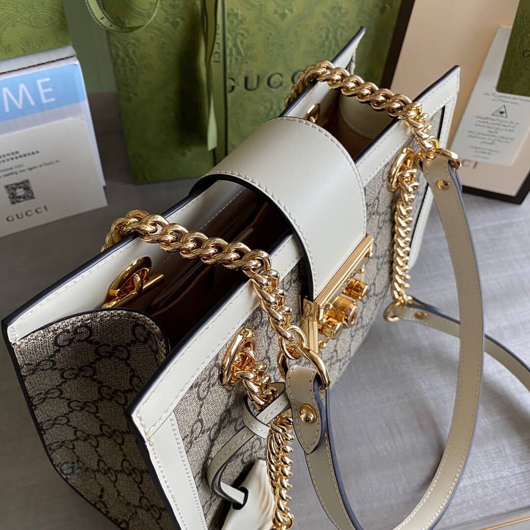 Gvc*1 Padlock Small GG Svp*me Canvas Shoulder Bag Replica White 498156