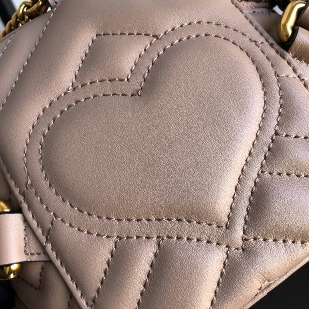 Gvc*1 GG Marmont Matelesse Mini Round Replica Backpack Brown 598594