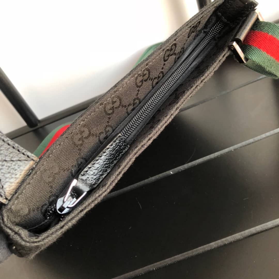 Gvc*1 GG Monogram Canvas Web Small Messenger Bag Replica Black 146309