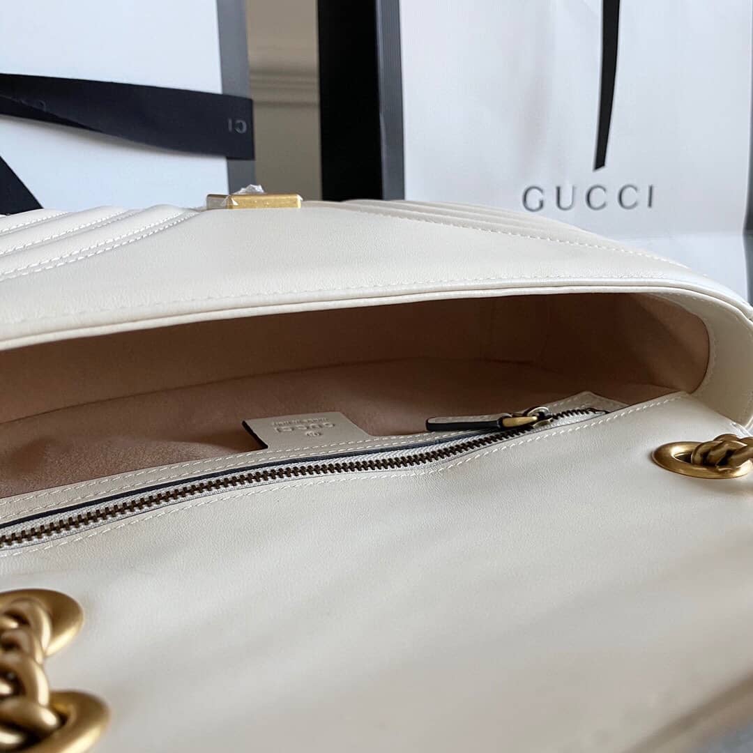 Gvc*1 GG Marmont Matelasse Shoulder Bag Replica White 443497