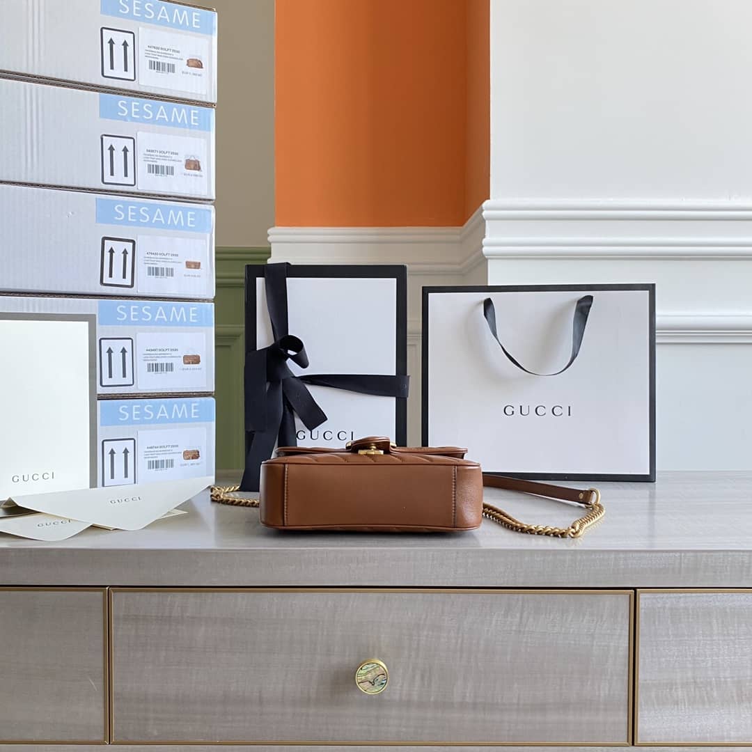 Gvc*1 GG Marmont Mini Matelasse Shoulder Bag Replica Brown 446744