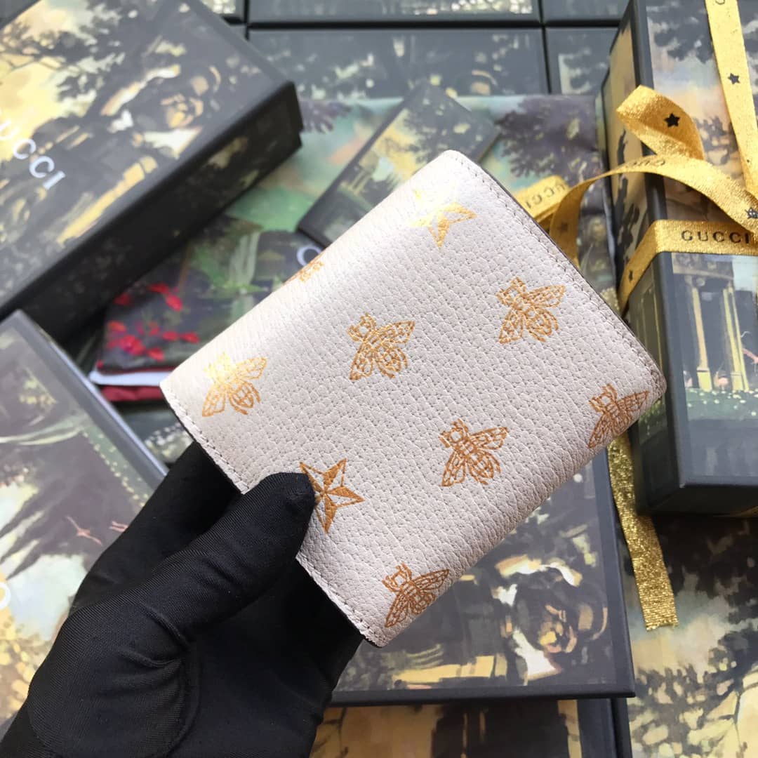 Gvc*1 Padlock Bee Star Print Calfskin Wallet Replica 453155