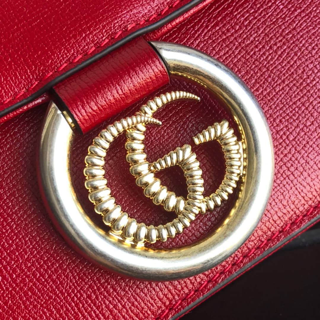 Gvc*1 GG Ring Torchon Leather Shoulder Bag Replica Red 589474