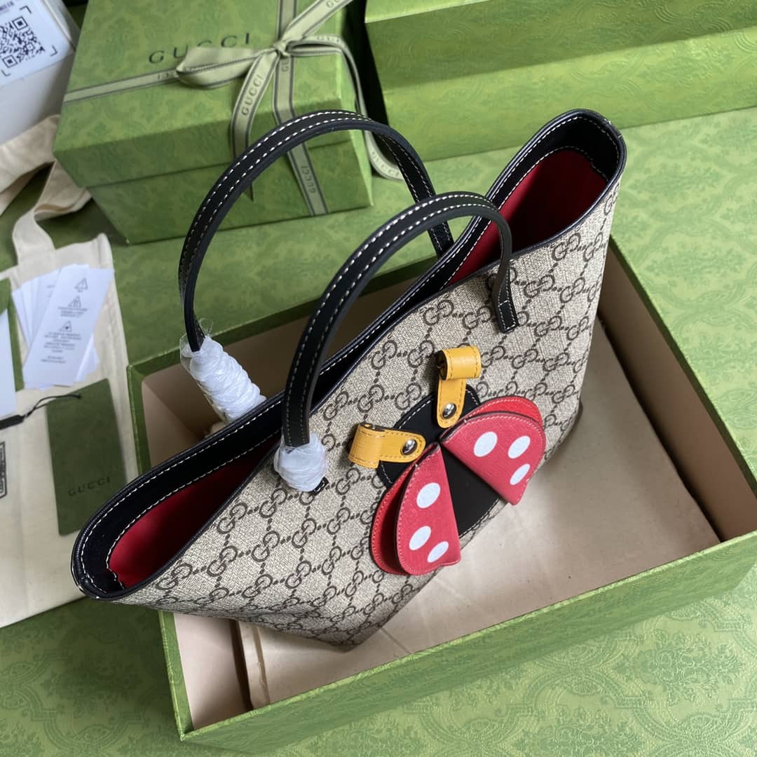 Gvc*1 GG Svp*me Children Ladybug Canvas Tote Replica 666288