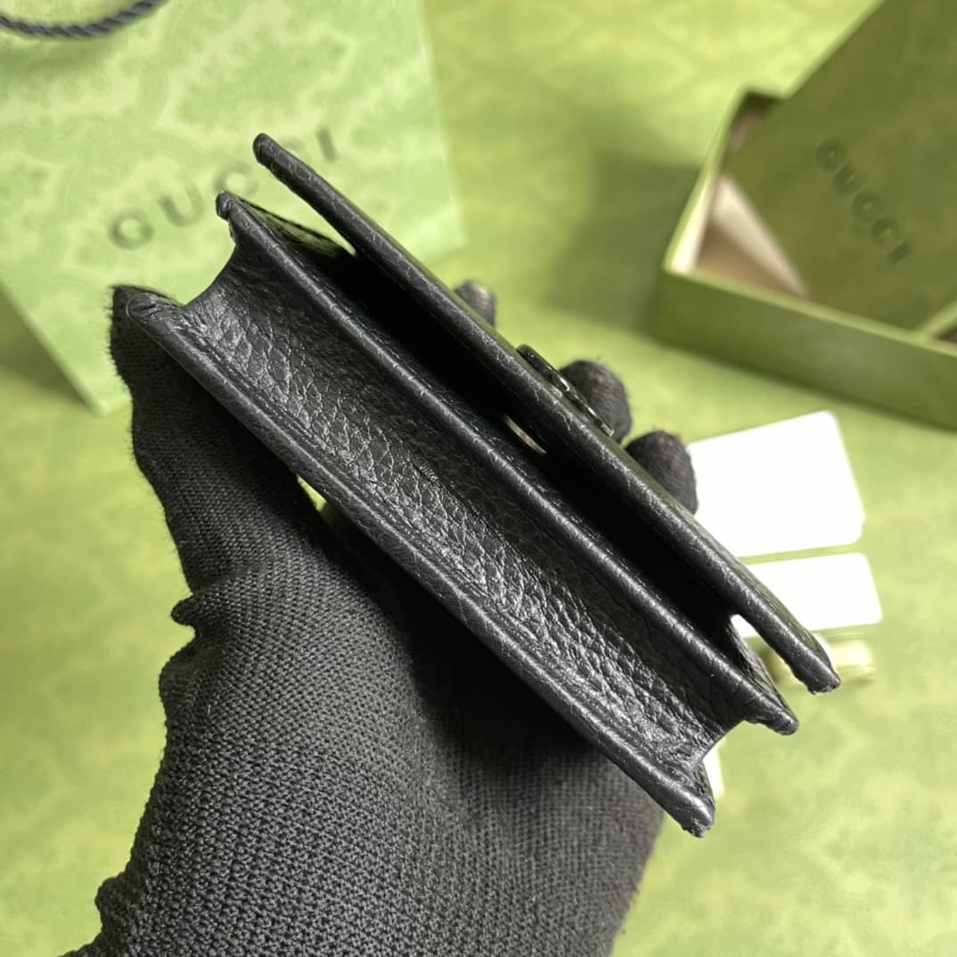 Gvc*1 GG Leather Card Case Wallet Black Replica 456126