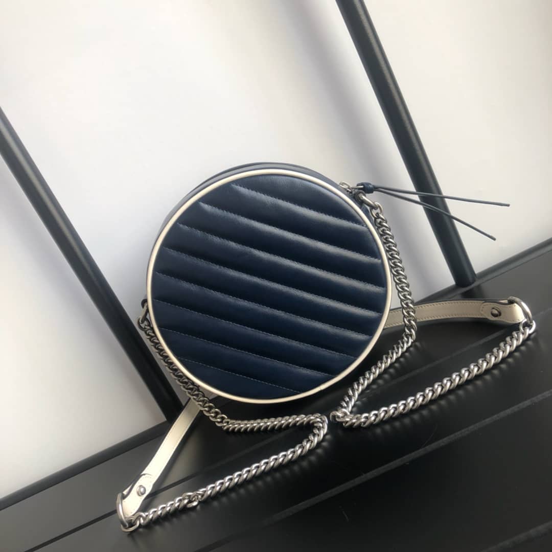 Gvc*1 GG Marmont Round Mini Shoulder Bag Replica Blue 550154