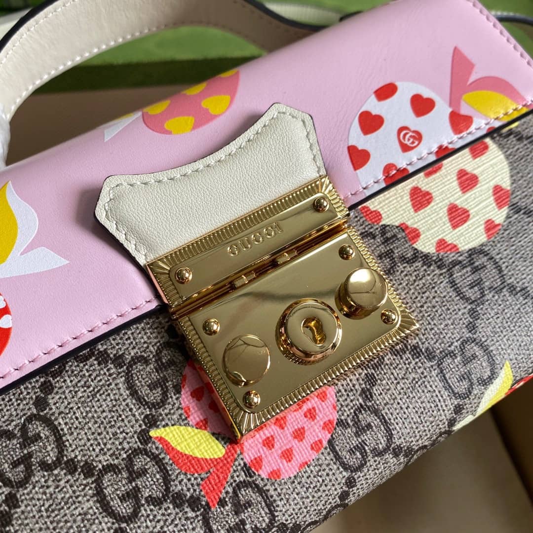 Gvc*1 GG Svp*me Canvas Padlock Mini Shoulder Bag Replica Pink 652683