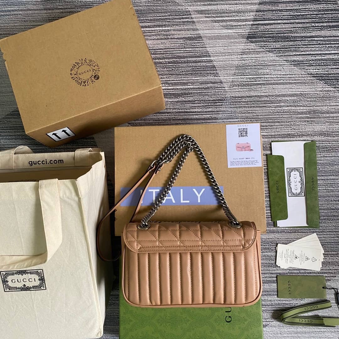 Gvc*1 GG Marmont Matelasse Shoulder Bag Replica Brown 443497