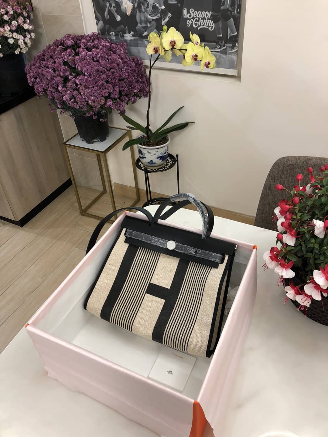 Replica H**me5 Birkin Bag 31 Canvas Leather HerBag