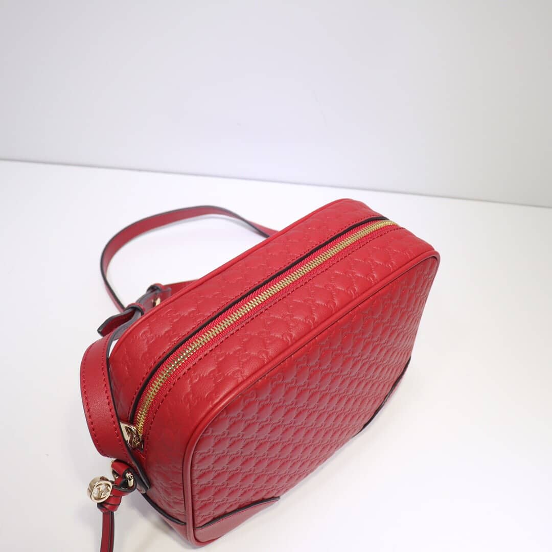 Gvc*1 Bree Gvc*1ssima GG Leather Canvas Camera Bag Replica Red 449413