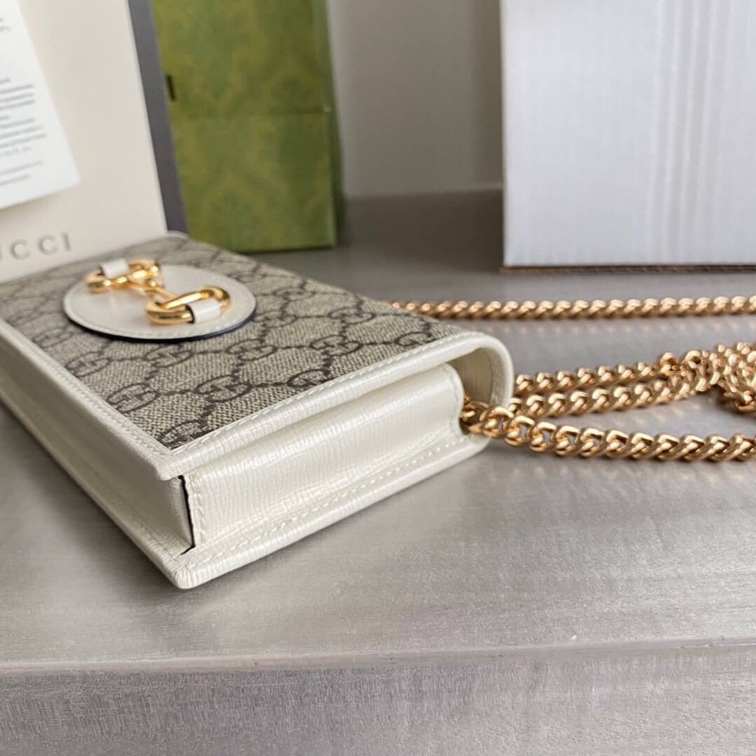 Gvc*1 GG Svp*me Horsebit 1955 Chain Wallet Replica White 621892