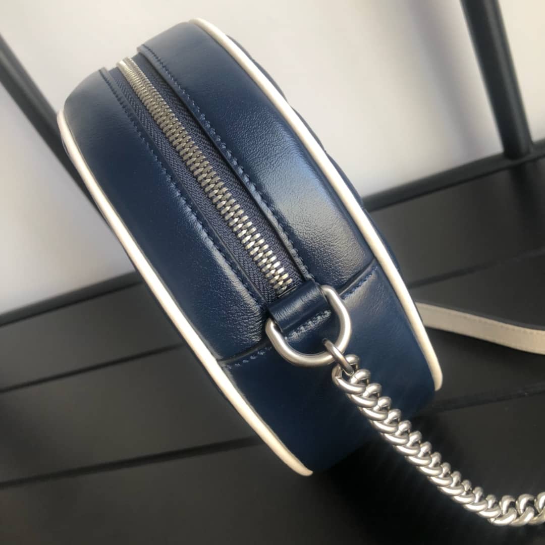 Gvc*1 GG Marmont Round Mini Shoulder Bag Replica Blue 550154