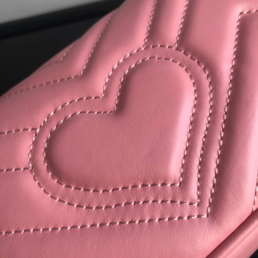 Gvc*1 GG Marmont Matelasse Leather Mini Shoulder Bag Replica Pink 476433