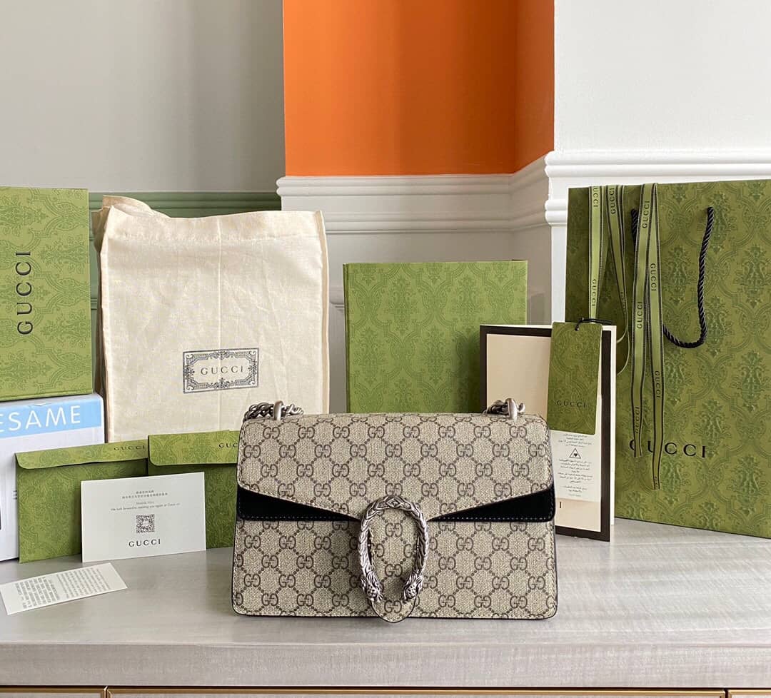 Gvc*1 Dionysus Dupe GG Svp*me Dionysus Chain Replica Shoulder Bag Gray Black 400249