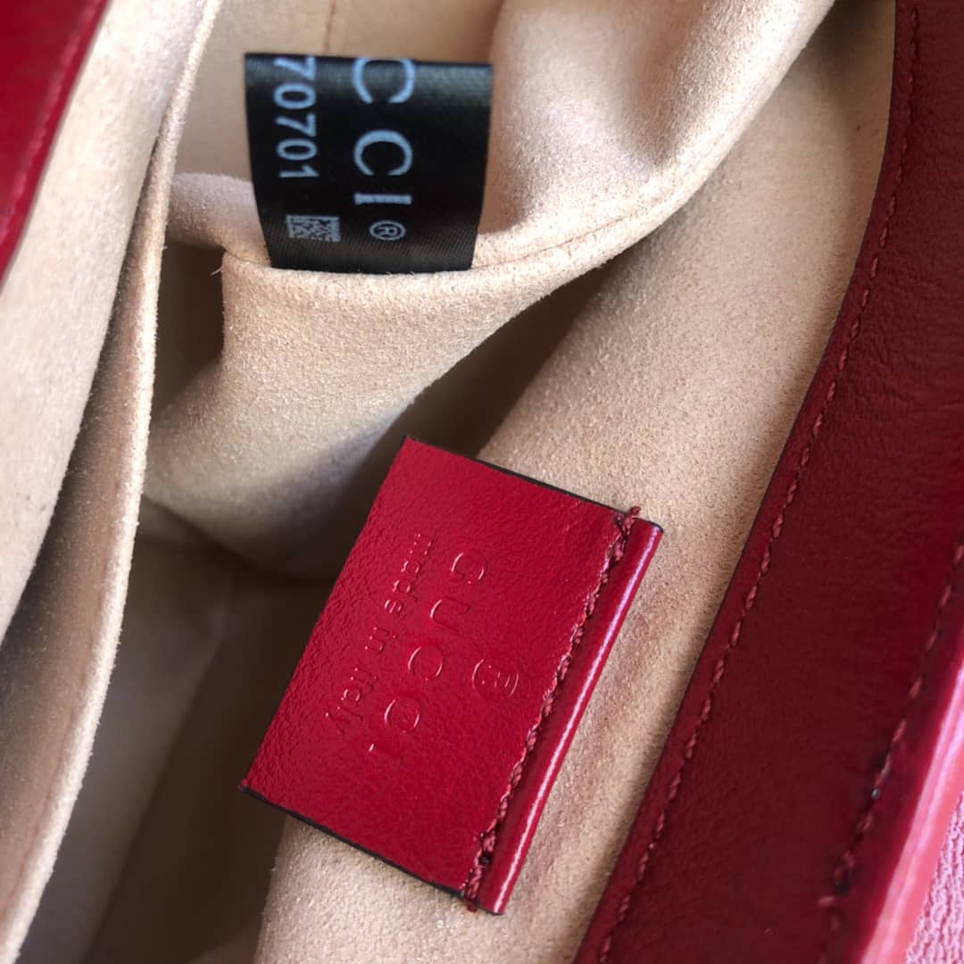 Gvc*1 GG Marmont Mini Top Handle Bag Replica Red 583571