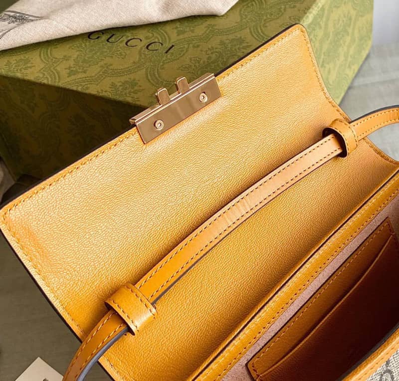 Gvc*1 GG Svp*me Canvas Padlock Mini Shoulder Bag Replica Gray White 652683