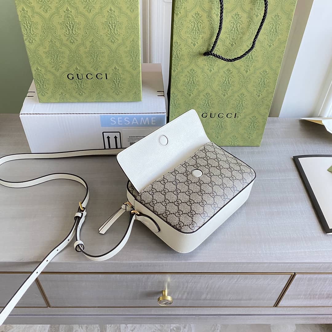 Gvc*1 Horsebit 1955 GG Crossbody Bag Replica Gray White 645454