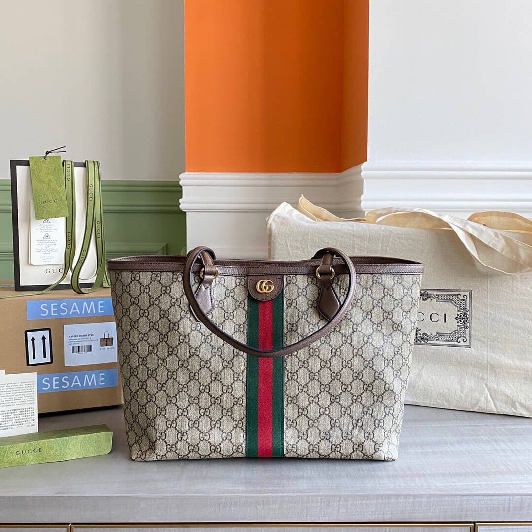 Gvc*1 Ophidia Leather Tote Replica Gray 631685