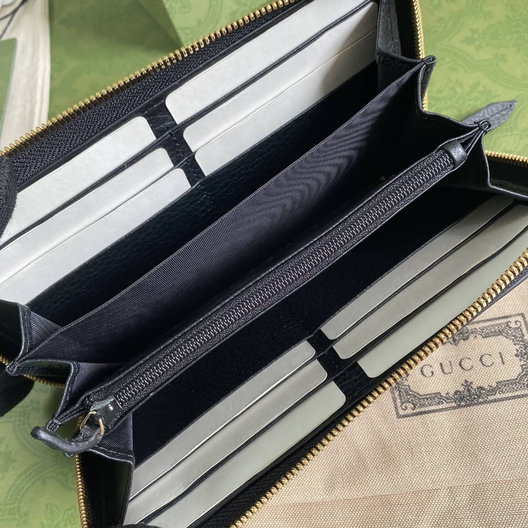 Gvc*1 GG Marmont Leather Zip Long Wallet Replica 456117