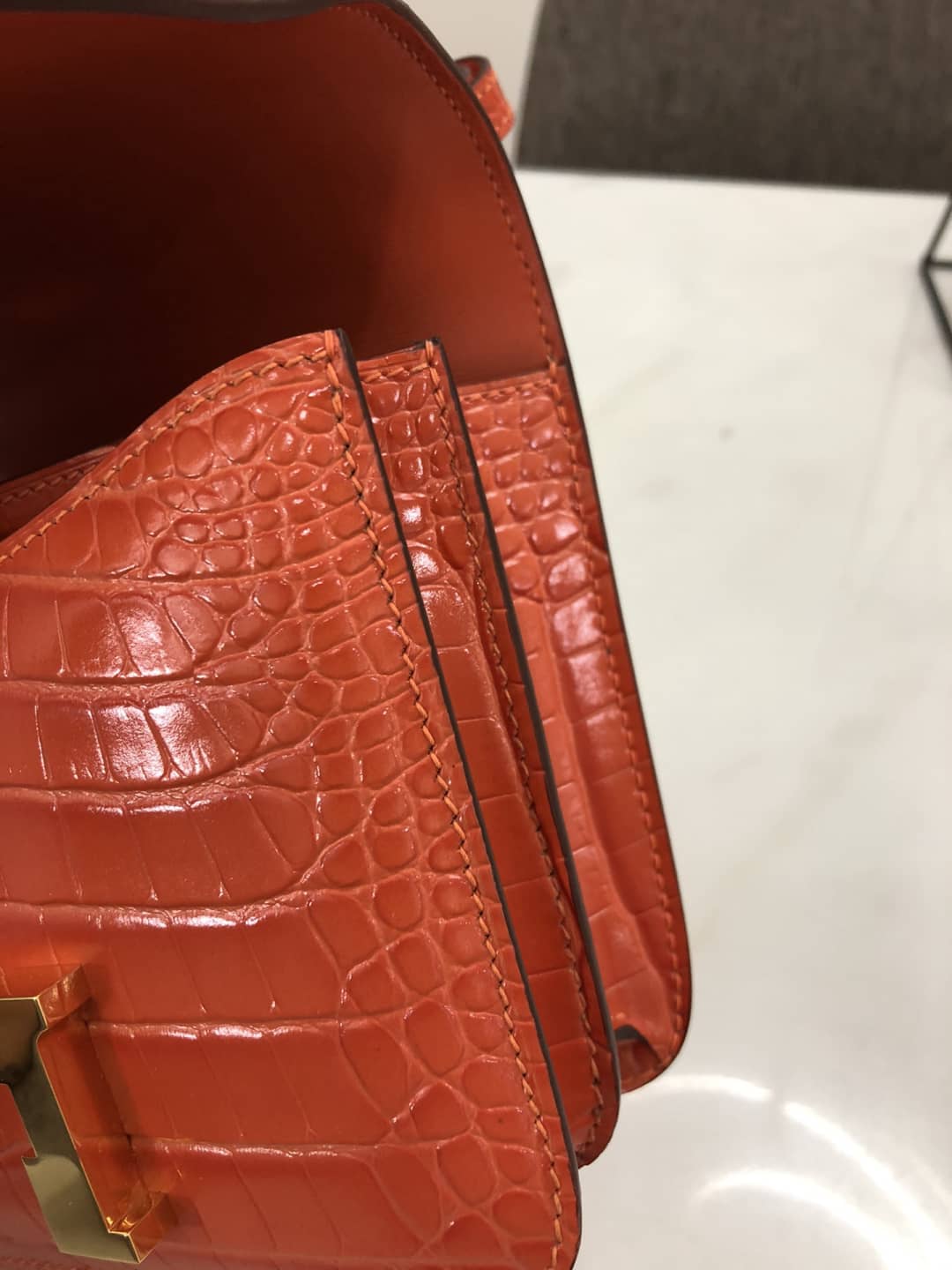 H**me5 Replica Constance 18CM Crocodile Shiny Bag